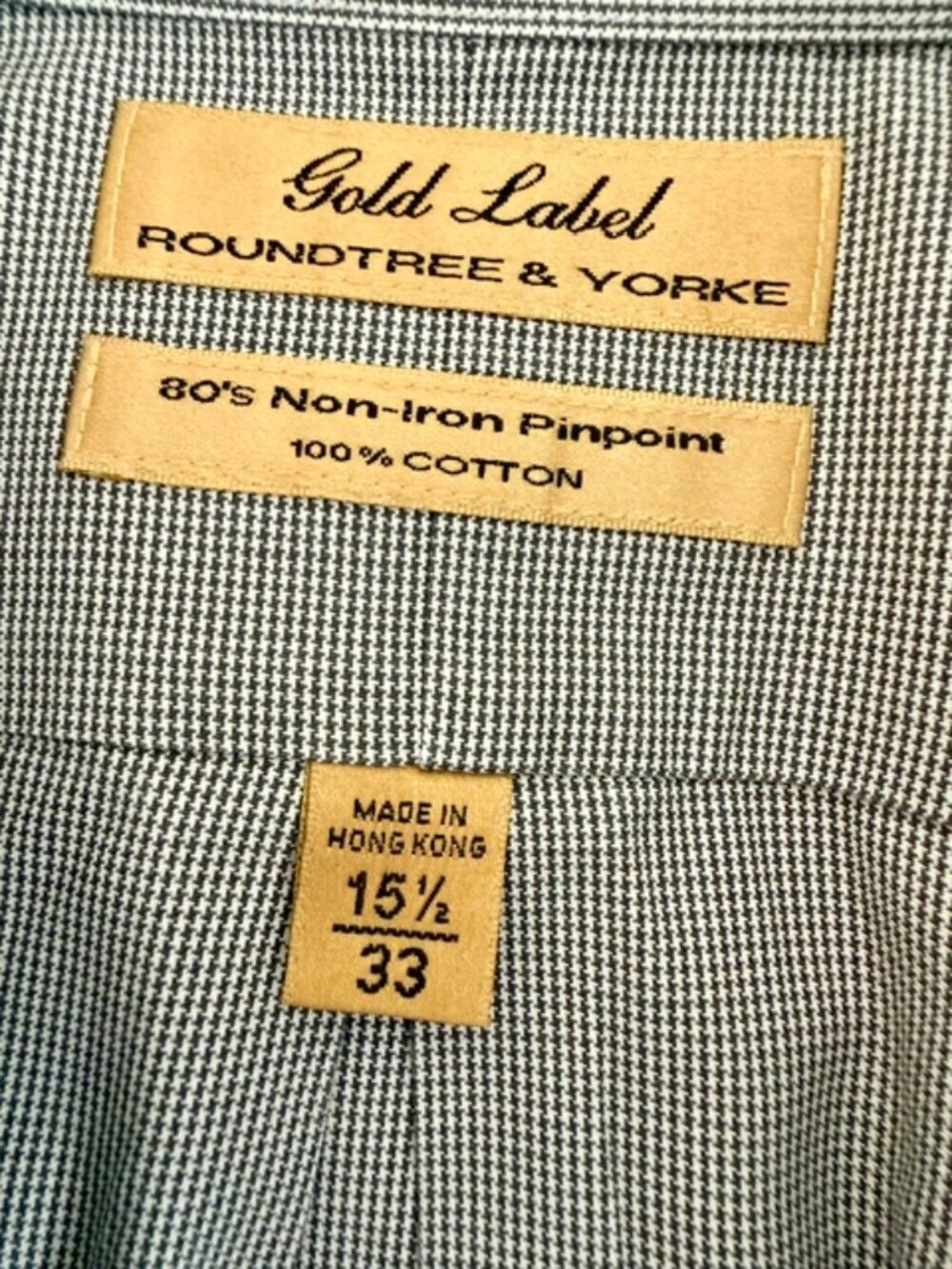 2 Roundtree & Yorke Pinpoint Cotton Micro-Check Dress Shirts - Size 15.5/33 - Picture 12 of 13